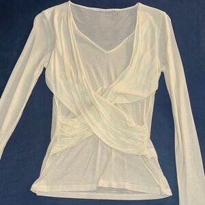 Tahari Sheer Elegant Off White Wrap Blouse